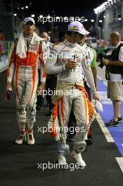 25.09.2010 Singapore, Singapore,  Vitantonio Liuzzi (ITA), Force India F1 Team and Adrian Sutil (GER), Force India F1 Team - Formula 1 World Championship, Rd 15, Singapore Grand Prix, Saturday