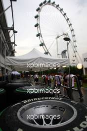 23.09.2010 Singapore, Singapore,  Tyres in the paddock - Formula 1 World Championship, Rd 15, Singapore Grand Prix, Thursday