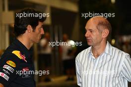 23.09.2010 Singapore, Singapore,  Mark Webber (AUS), Red Bull Racing and Adrian Newey (GBR), Red Bull Racing, Technical Operations Director - Formula 1 World Championship, Rd 15, Singapore Grand Prix, Thursday