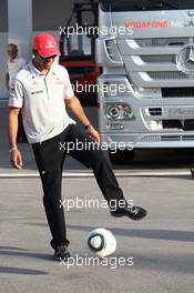 28.05.2010 Istanbul, Turkey,  Lewis Hamilton (GBR), McLaren Mercedes playing football in the paddock - Formula 1 World Championship, Rd 7, Turkish Grand Prix, Friday