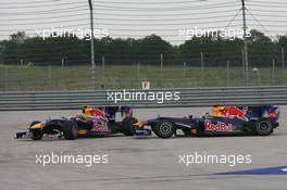30.05.2010 Istanbul, Turkey,  Mark Webber (AUS), Red Bull Racing and Sebastian Vettel (GER), Red Bull Racing  - fight for place - Formula 1 World Championship, Rd 7, Turkish Grand Prix, Sunday Race