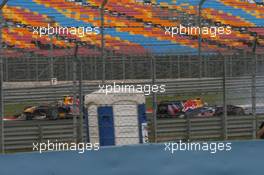 30.05.2010 Istanbul, Turkey,  Mark Webber (AUS), Red Bull Racing and Sebastian Vettel (GER), Red Bull Racing  - fight for place - Formula 1 World Championship, Rd 7, Turkish Grand Prix, Sunday Race