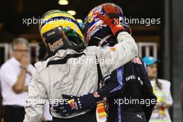 14.11.2010 Abu Dhabi, Abu Dhabi,  Bruno Senna (BRA), Hispania Racing F1 Team, HRT and Mark Webber (AUS), Red Bull Racing - Formula 1 World Championship, Rd 19, Abu Dhabi Grand Prix, Sunday Podium