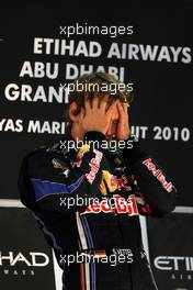 14.11.2010 Abu Dhabi, Abu Dhabi,  Sebastian Vettel (GER), Red Bull Racing, wins the race - Formula 1 World Championship, Rd 19, Abu Dhabi Grand Prix, Sunday Podium
