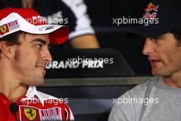 11.11.2010 Abu Dhabi, Abu Dhabi,  Fernando Alonso (ESP), Scuderia Ferrari, Mark Webber (AUS), Red Bull Racing - Formula 1 World Championship, Rd 19, Abu Dhabi Grand Prix, Thursday Press Conference