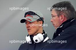 01.02.2010 Valencia, Spain,  Michael Schumacher (GER), Mercedes GP, Ross Brawn (GBR) Team Principal, Mercedes GP - Formula 1 Testing, Valencia