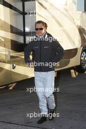 01.02.2010 Valencia, Spain,  Michael Schumacher (GER), Mercedes GP, leaves the motorhome in the paddock where he stayed overnight - Formula 1 Testing, Valencia