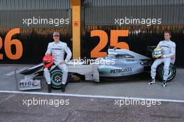 01.02.2010 Valencia, Spain,  Michael Schumacher (GER), Mercedes GP and Nico Rosberg (GER), Mercedes GP  - Formula 1 Testing, Valencia