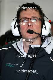 01.02.2010 Valencia, Spain,  Andrew Shovlin (GBR), Mercedes GP, Senior Race Engineer to Michael Schumacher (GER) - Formula 1 Testing, Valencia