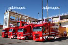 01.02.2010 Valencia, Spain,  Scuderia Ferrari trucks - Formula 1 Testing, Valencia