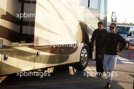 01.02.2010 Valencia, Spain,  Michael Schumacher (GER), Mercedes GP, leaves the motorhome in the paddock where he stayed overnight - Formula 1 Testing, Valencia