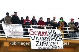 01.02.2010 Valencia, Spain,  Fans of Michael Schumacher (GER), Mercedes GP  - Formula 1 Testing, Valencia