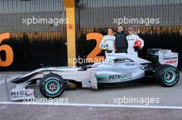 01.02.2010 Valencia, Spain,  Nico Rosberg (GER), Mercedes GP, Ross Brawn (GBR) Team Principal, Mercedes GP and Michael Schumacher (GER), Mercedes GP  - Formula 1 Testing, Valencia