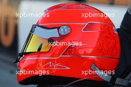 01.02.2010 Valencia, Spain,  The helmet of Michael Schumacher (GER), Mercedes GP - Formula 1 Testing, Valencia