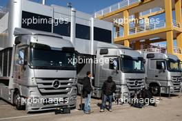 01.02.2010 Valencia, Spain,  Mercedes GP trucks - Formula 1 Testing, Valencia