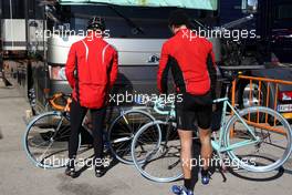 02.02.2010 Valencia, Spain,  Michael Schumacher (GER), Mercedes GP, returns from a bike ride - Formula 1 Testing, Valencia