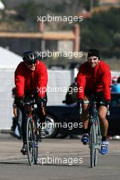 02.02.2010 Valencia, Spain,  Michael Schumacher (GER), Mercedes GP returns from his bike run - Formula 1 Testing, Valencia