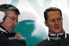 03.02.2010 Valencia, Spain,  Ross Brawn (GBR) Team Principal, Mercedes GP and Michael Schumacher (GER), Mercedes GP  - Formula 1 Testing, Valencia