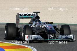 03.02.2010 Valencia, Spain,  Michael Schumacher (GER), Mercedes GP, W01, in a black helmet - Formula 1 Testing, Valencia