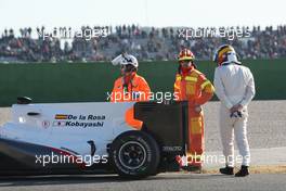 03.02.2010 Valencia, Spain,  Pedro de la Rosa (ESP), BMW Sauber F1 Team, C29, stops on circuit - Formula 1 Testing, Valencia