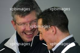 03.02.2010 Valencia, Spain,  Ross Brawn (GBR) Team Principal, Mercedes GP and Michael Schumacher (GER), Mercedes GP  - Formula 1 Testing, Valencia