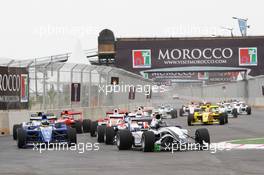 01.05.2010 Marrakech, Morocco,  Start of the race, Dean Stonman, (GBR), Silver Lining leads - FIA Formula Two Championship