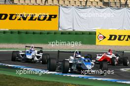 24.04.2010 Hockenheim, Germany,  Marco Wittmann (GER), Signature, Dallara F308 Volkswagen, leads Edoardo Mortara (ITA), Signature, Dallara F308 Volkswagen, Valtteri Bottas (FIN), ART Grand Prix, Dallara F308 Mercedes - F3 Euro Series 2010 at Hockenheimring, Hockenheim, Germany