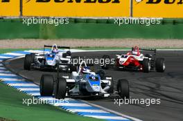 24.04.2010 Hockenheim, Germany,  Marco Wittmann (GER), Signature, Dallara F308 Volkswagen, leads Edoardo Mortara (ITA), Signature, Dallara F308 Volkswagen, Valtteri Bottas (FIN), ART Grand Prix, Dallara F308 Mercedes - F3 Euro Series 2010 at Hockenheimring, Hockenheim, Germany