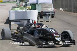 23.05.2010 Valencia, Spain,  The crashed car of Antonio Felix da Costa, Motopark Academy Dallara F308 Volkswagen - F3 Euro Series 2010 in Valencia, Spain