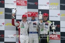 21.08.2010 Zandvoort, The Netherlands,  Podium Race 1, 2nd Valtteri Bottas (FIN), ART Grand Prix, Dallara F308 Mercedes, 1st Edoardo Mortara (ITA), Signature, Dallara F308 Volkswagen, 3rd Marco Wittmann (GER), Signature, Dallara F308 Volkswagen - F3 Euro Series 2010 at Circuit Park Zandvoort, The Netherlands