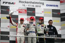 16.10.2010 Hockenheim, Germany,  Podium: 2nd Valtteri Bottas (FIN), ART Grand Prix, Dallara F308 Mercedes, 1st Edoardo Mortara (ITA), Signature, Dallara F308 Volkswagen, 3rd Marco Wittmann (GER), Signature, Dallara F308 Volkswagen - F3 Euro Series 2010 at Hockenheimring