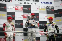 16.10.2010 Hockenheim, Germany,  Podium: 2nd Valtteri Bottas (FIN), ART Grand Prix, Dallara F308 Mercedes, 1st Edoardo Mortara (ITA), Signature, Dallara F308 Volkswagen, 3rd Marco Wittmann (GER), Signature, Dallara F308 Volkswagen - F3 Euro Series 2010 at Hockenheimring