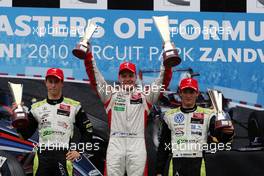 06.06.2010 Zandvoort, The Netherlands,  (middle) 1st: Valtteri Bottas (FIN), ART Grand Prix, Dallara Mercedes; (left) 2nd : Alexander Sims (GBR), ART Grand Prix, Dallara Mercedes;  (right) 3rd Marco Wittman (GER), Signature, Dallara Volkswagen - Masters of Formula 3 at Circuit Park Zandvoort, The Netherlands