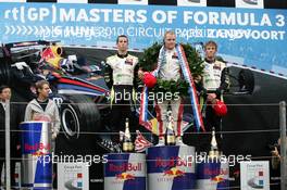 06.06.2010 Zandvoort, The Netherlands,  Sebastian Vettel (GER) with 1st place Valtteri Bottas,  2nd place Alexander Sims and 3rd place Marco Wittmann - Masters of Formula 3, Circuit Park Zandvoort, The Netherlands