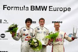 06.06.2010 Zandvoort, The Nederlands,  (middle) 1st Robin Frijns (NED), Josef Kaufmann Racing ; (left) 2nd Carlos Sainz (ESP), Eurointernational ; (right) 3rd Come Ledogar (FRA), Eifelland Racing - Formula BMW Europe 2010, Rd 03 & 04, Zandvoort, Sunday Podium