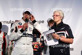 06.06.2010 Zandvoort, The Nederlands,  Presentation of the Formula BMW drivers by Ann Bradshaw in the BMW Hospitality-Facu Regalia (ARG), Eifelland Racing. Formula BMW Europe 2010, Rd 03 & 04, Zandvoort, Sunday