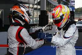 25.07.2010 Hockenheim, Germany,  Hannes Van Asseldonk (NED), Josef Kaufmann Racing and Robin Frijns (NED), Josef Kaufmann Racing - Formula BMW Europe 2010, Rd 09 & 10, Hockenheim, Sunday Podium