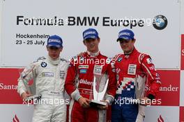 24.07.2010 Hockenheim, Germany,  2nd place Robin Frijns (NED), Josef Kaufmann Racing with 1st place Timmy Hansen (SWE), Mücke-motorsport and 3rd place Jack Harvey (GBR), Fortec Motorsports - Formula BMW Europe 2010, Rd 09 & 10, Hockenheim, Saturday Podium