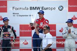 12.09.2010 Monza, Italy,  Dr. Mario Theissen (GER), BMW Motorsport Director and Jack Harvey (GB), Fortec Motorsports, Daniil Kvyat (RUS), Eurointernational, Robin Frijns (NL), Josef Kaufmann Racing - Formula BMW Europe 2010, Rd 15 & 16, Monza, Sunday Podium