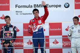 12.09.2010 Monza, Italy,  Jack Harvey (GB), Fortec Motorsports, Daniil Kvyat (RUS), Eurointernational, Robin Frijns (NL), Josef Kaufmann Racing - Formula BMW Europe 2010, Rd 15 & 16, Monza, Sunday Podium