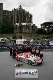 04-11.06.2010 Le Mans, France, Adminstrative Check and Scrutineering,  #80 Flying Lizard Motorsport Porsche 911 GT3 RSR: Joerg Bergmeister, Darren Law, Seth Neiman - 24 Hour of Le Mans 2010