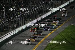 12.02.2010 Daytona, USA, Elliott Sadler Hunt Brothers Pizza Chevrolet lead the field - NASCAR Daytona 250 trucks, Daytona International Speedway