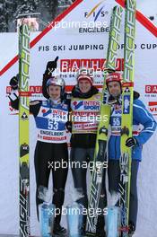 18.12.2010, Engelberg, Switzerland (SUI): (L-R): Adam Malysz (POL), Fischer, Thomas Morgenstern (AUT), Fischer, Matti Hautamaeki (FIN), Fischer - FIS world cup ski jumping, individual HS137, Engelberg (SUI). www.xpb.cc. © Manzoni/xpb.cc. Every downloaded picture is fee-liable.
