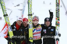 17.12.2010, Engelberg, Switzerland (SUI): (L-R): Andreas Kofler (AUT), Fischer, Alex Pointner (AUT), head coach Austria, Thomas Morgenstern (AUT), Fischer, Wolfgang Loitzl (AUT), Elan - FIS world cup ski jumping, replacing Harrachov, Engelberg (SUI). www.xpb.cc. © Manzoni/xpb.cc. Every downloaded picture is fee-liable.
