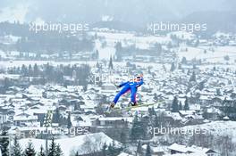 29.12.2010, Oberstdorf, Germany (GER): a jumper flying high above Oberstdorf - FIS world cup ski jumping, four hills tournament, individual HS137, Oberstdorf (GER). www.xpb.cc. Â© Felgenhauer/xpb.cc. Every downloaded picture is fee-liable.