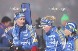 08.01.2011, Oberhof, Germany (GER): Anna Maria Nilsson (SWE), Madshus, Rottefella, Leki, adidas, Helena Ekholm (SWE), Fischer, Rottefella, Leki, adidas, Anna Carin Zidek (SWE), Salomon, Leki, adidas - IBU world cup biathlon, sprint women, Oberhof (GER). www.xpb.cc. © Manzoni/xpb.cc. Every downloaded picture is fee-liable.