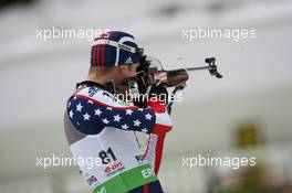 14.01.2011, Ruhpolding, Germany (GER): Jeremy Teela (USA), Madshus, Rottefella, Alpina, Swix, adidas - IBU world cup biathlon, sprint men, Ruhpolding (GER). www.xpb.cc. © Manzoni/xpb.cc. Every downloaded picture is fee-liable.
