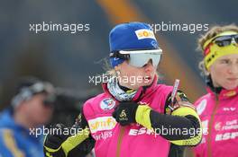 21.01.2011, Antholz, Italy (ITA): Marie Dorin (FRA), Rossignol, Rottefella, OneWay - IBU world cup biathlon, sprint women, Antholz (ITA). www.xpb.cc. © Manzoni/xpb.cc. Every downloaded picture is fee-liable.