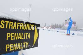 19.01.2011, Antholz, Italy (ITA): Biathlon Feature: Track sign in the stadium - IBU world cup biathlon, training, Antholz (ITA). www.xpb.cc. © Manzoni/xpb.cc. Every downloaded picture is fee-liable.