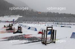 19.01.2011, Antholz, Italy (ITA): Biathlon Feature: Testskis lie in the heavy snow - IBU world cup biathlon, training, Antholz (ITA). www.xpb.cc. © Manzoni/xpb.cc. Every downloaded picture is fee-liable.